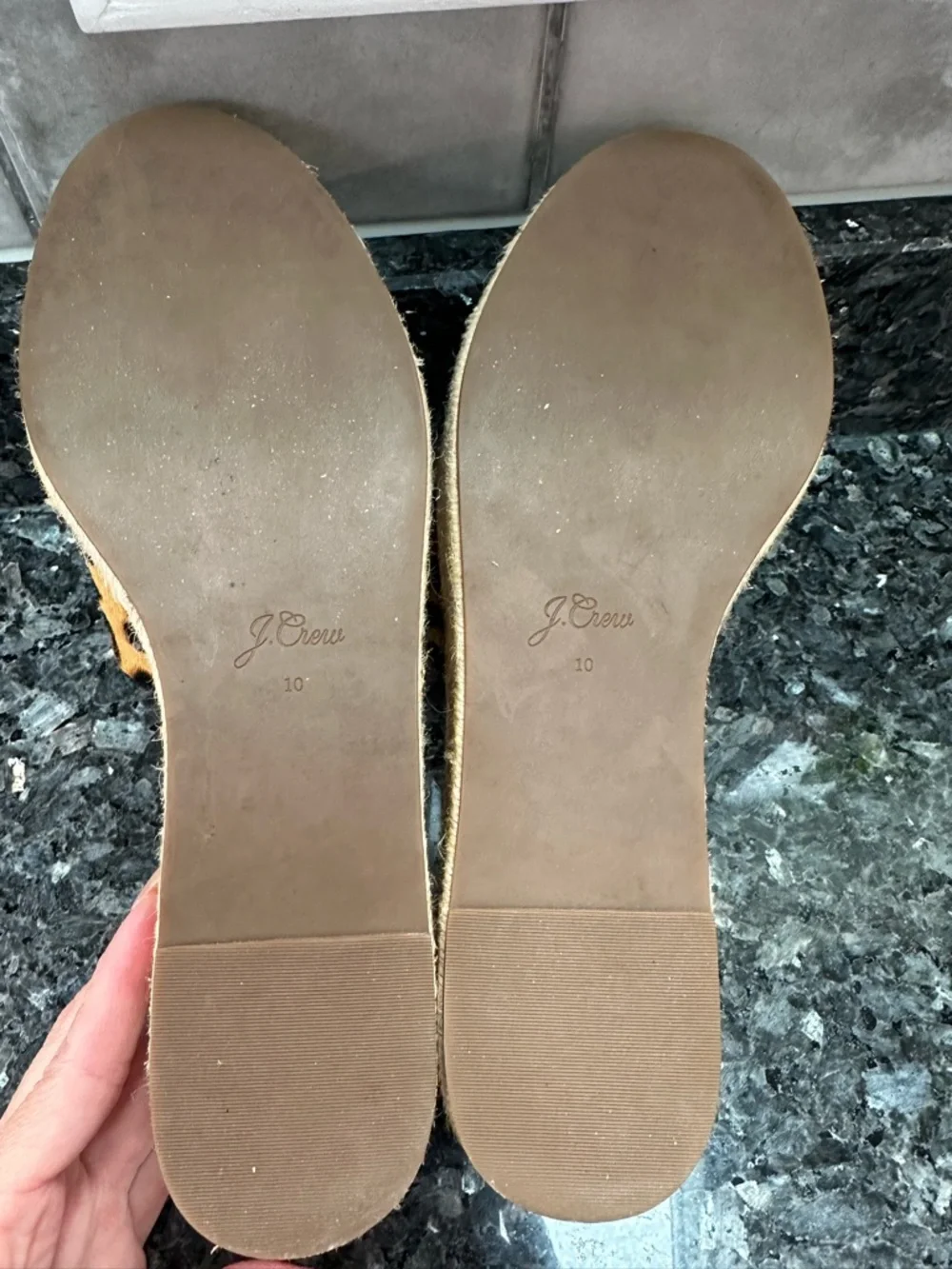 J. Crew Chic Wedge Heel Slide Sandals in Leopard Calf Hair Women’s Size 10
